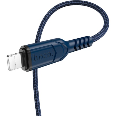 Дата кабель USB 2.0 AM to Lightning 1.0m 2.4A nylon X59 blue HOCO (6931474744883)