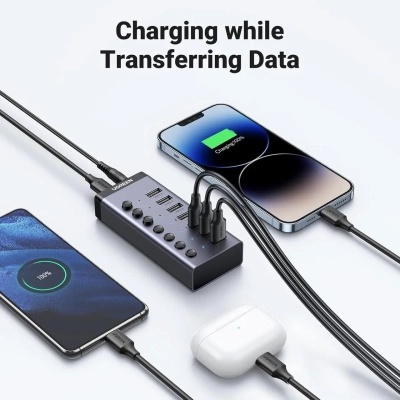 Концентратор Ugreen USB 3.0 to 7xUSB 3.0 with power supply CM481 gray (90307)