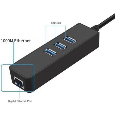 Переходник Dynamode USB 3.0 Type-A - RJ45 Gigabit Lan, 3*USB 3.0 (USB3.0-Type-A-RJ45-HUB3)