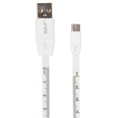 Дата кабель Golf Flat-Ruler microUSB White (49932 / GC-16m)