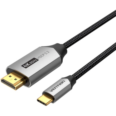 Кабель мультимедійний USB-C 3.1 to HDMI 1.5m 4K 60 Гц Thunderbolt 3 HDCP2.2 PVC Black Vention (CRBBG)