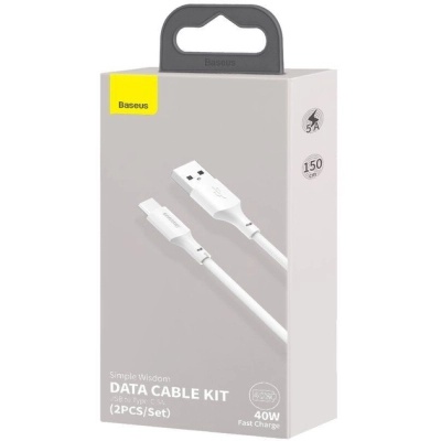 Дата кабель USB 2.0 AM to USB-C 1.5m 5A Simple WisdomKit (2PCS) white Baseus (TZCATZJ-02)
