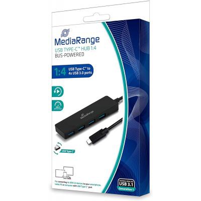 Концентратор MediaRange USB type-c hub 1:4, bus-powered, black (MRCS508)