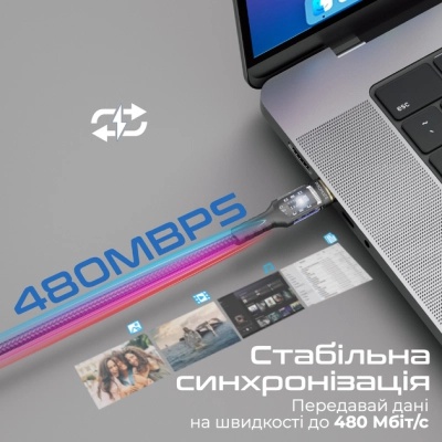 Дата кабель USB-C to USB-C lucidline-cc200.black Promate (lucidline-cc200.black)