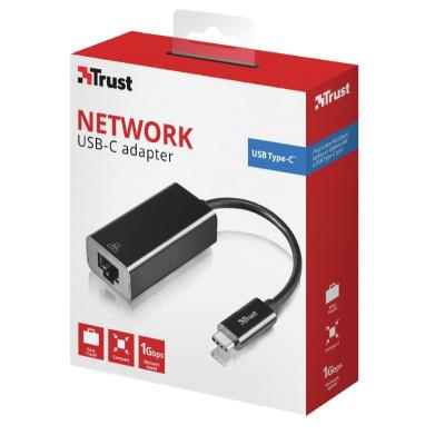 Переходник USB-C to Ethernet BLACK Trust (21491_TRUST)