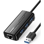 Концентратор Ugreen USB 3.1 Type-A to 3хUSB 3.0 + RJ45 1000M Ethernet black (20265)