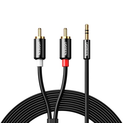 Кабель мультимедійний 3.5mm M to 2xRCA M 5.0m AV116 black UGREEN (10591)