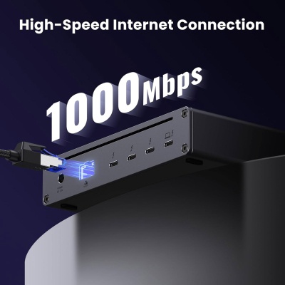 Концентратор Ugreen Thunderbolt 4 to 3xTh.4/3xUSBA 3.2/RJ45 Gigabit/140W ARevodok Max 8-in-1 U708 (25053EU)