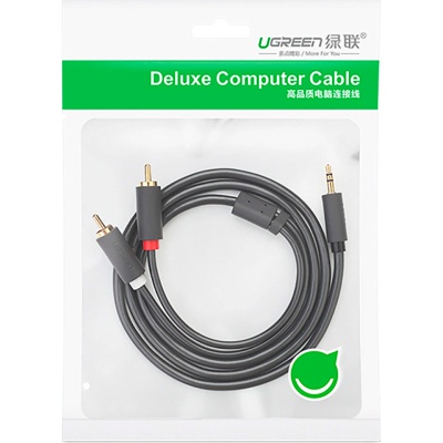 Кабель мультимедійний 3.5mm M to 2xRCA M 2.0m AV102 black UGREEN (10510)