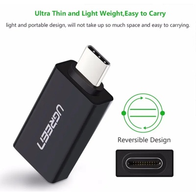 Перехідник OTG USB 3.0 AF to USB-C US173 black UGREEN (20808)