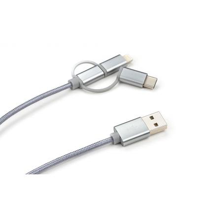 Дата кабель USB 2.0 AM to Type-C&Micro 5P&Lightning 1.0m Vinga (Charge3in1)