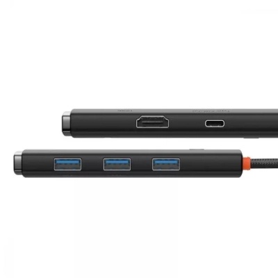 Концентратор Baseus USB-C 5-in-1 HDMI + 3xUSB 3.0 + PD black (WKQX040001)