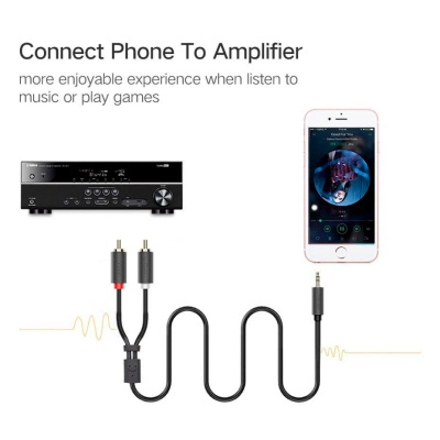 Кабель мультимедійний 3.5mm M to 2xRCA M 2.0m AV102 black UGREEN (10510)