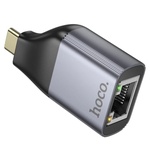 Перехідник USB-C to RJ45 Ethernet 100Mbps gray HOCO (6942007645607)