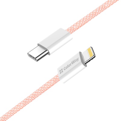 Дата кабель USB-C to Lightning 1.0m 27W pink ColorWay (CW-CBPDCL061-P)