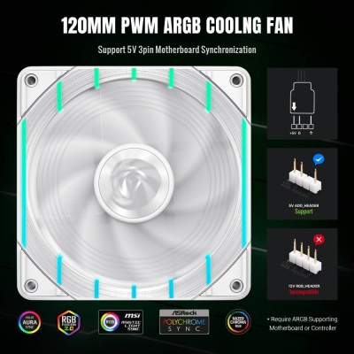Кулер до корпусу Gamemax Tornado T12 ARGB-W