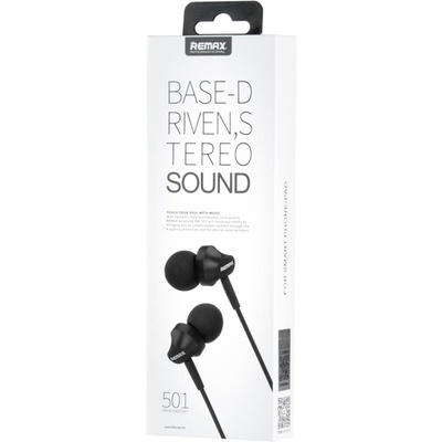 Наушники HF RM-501 Black (mic + button call answering) Remax (37152)