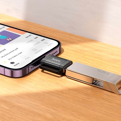 Перехідник UA31A Lightning M to USB F OTG Black HOCO (6942007628082)