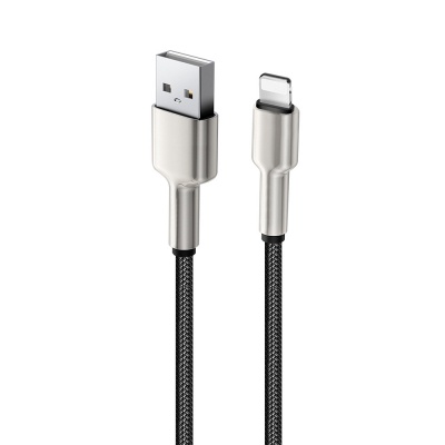 Дата кабель USB 2.0 AM to Lightning 1.0m head metal black ColorWay (CW-CBUL046-BK)