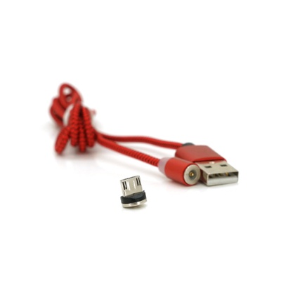 Дата кабель USB 2.0 to Micro 5P 1.0m 2A magnetic nylon red PiPo (18164)
