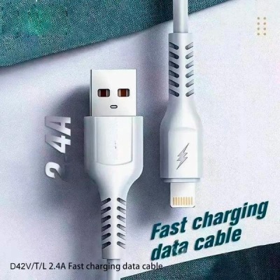 Дата кабель USB 2.0 AM to Lightning 1.0m 2.4A silicone white Denmen (DM-D42L-WH)