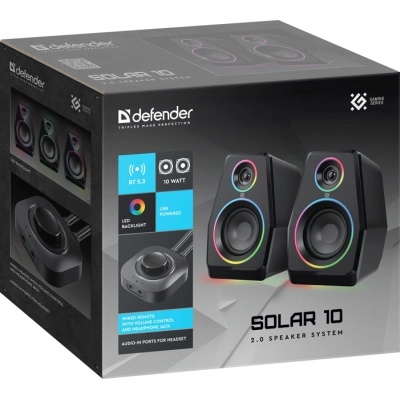 Акустична система Defender Solar 10 LED Bluetooth USB Black (65940)
