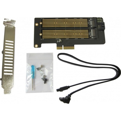 Контролер Dynamode 2х M.2 NVMe M-Key /SATA B-key SSD to PCI-E 3.0 x4/ x8/ x16, (PCI-Ex4- 2xM.2 MB-key)