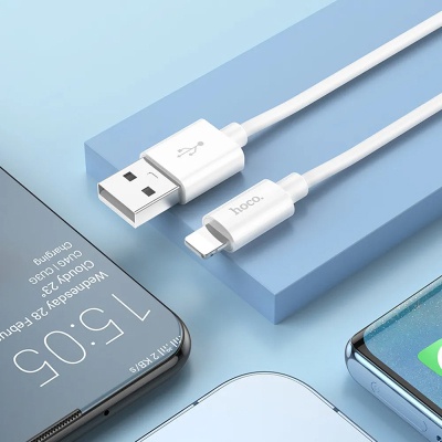Дата кабель USB 2.0 AM to Lightning 1.0m Magic silicone X87 white HOCO (6931474783202)