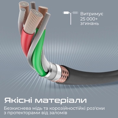 Дата кабель USB-C to Lightning powerline-ci120.black Promate (powerline-ci120.black)