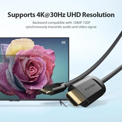 Кабель мультимедійний USB-C to HDMI M 1.5m black Vention (CGUBG)
