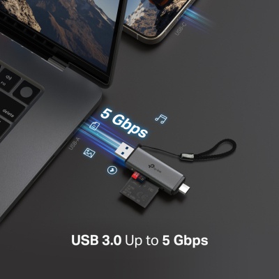 Зчитувач флеш-карт TP-Link USB-C + USB 2.0 SD + TF silver (UA430D)