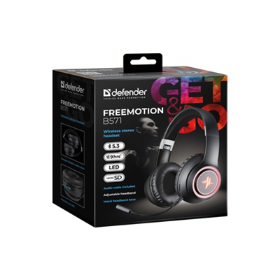 Навушники Defender FreeMotion B571 Bluetooth LED Black (63572)