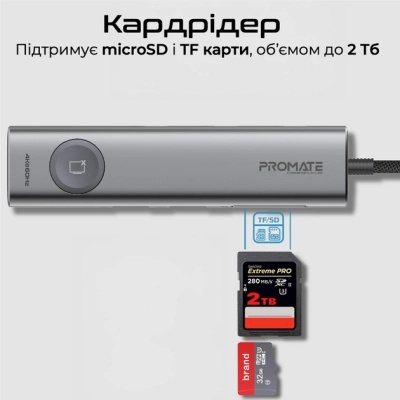 Концентратор Promate USB-C 9-in-1 Promate comandhub-lite (comandhub-lite)