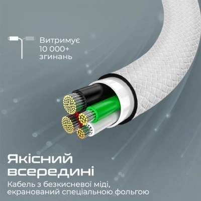 Дата кабель USB-C to USB-C xcord-cc.white Promate (xcord-cc.white)