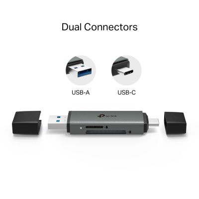 Зчитувач флеш-карт TP-Link USB-C + USB 2.0 SD + TF silver (UA430D)