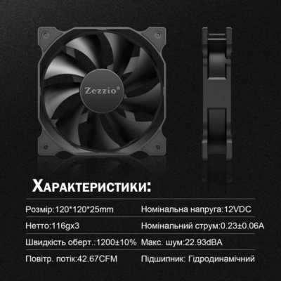 Кулер до корпусу Zezzio ZA-120 3 in 1 Kit