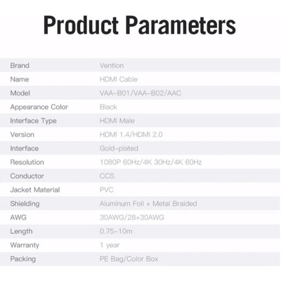 Кабель мультимедійний HDMI M to HDMI M 10.0m black Vention (AACBL)