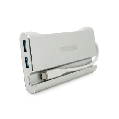 Концентратор VEGGIEG USB-C 5-in-1 USB-C + 3xUSB 3.0 + HDMI + RJ45 0.1m silver (TC07-S)