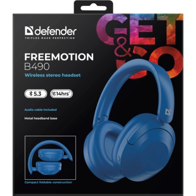 Навушники Defender FreeMotion B490 Bluetooth Blue (63491)