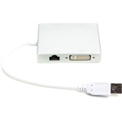 Перехідник USB 3.0 to HDMI, DVI, VGA, RJ45 Gigabit Ethernet PowerPlant (CA912087)