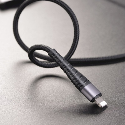 Дата кабель USB 2.0 AM to Lightning 1.0m 2.4A nylon BX32 black BOROFONE (6931474710413)