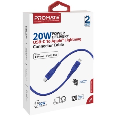 Дата кабель USB-C to Lightning powerline-ci120.blue Promate (powerline-ci120.blue)