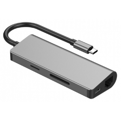 Концентратор Cablexpert USB-C 5-in-1 (HUB/HDMI/PD/CR/Lan) (A-CM-COMBO5-01)