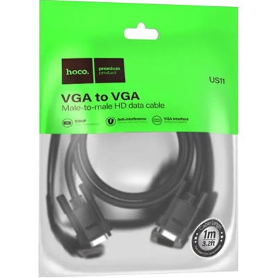Кабель мультимедійний VGA M to VGA M 1.0m black HOCO (6942007628204)