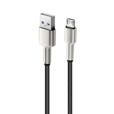 Дата кабель USB 2.0 AM to Micro 5P 1.0m head metal black ColorWay (CW-CBUM046-BK)