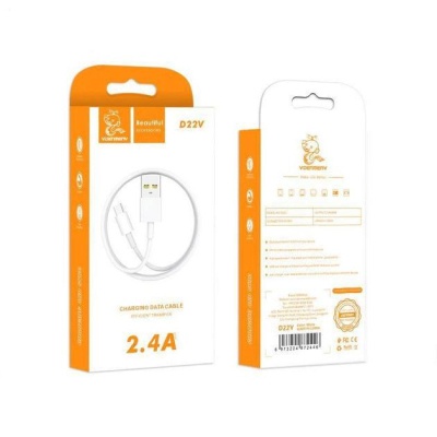 Дата кабель USB 2.0 AM to Micro 5P 1.0m 2.4A white Denmen (D22V-WH)