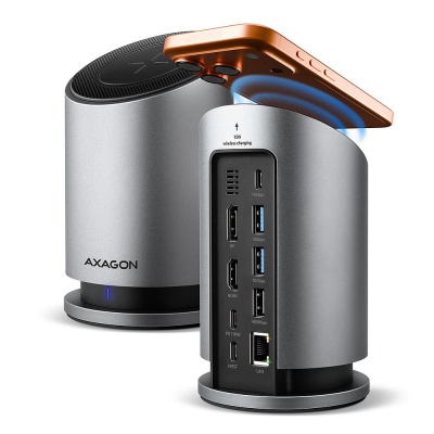 Концентратор AXAGON USB-C 9-in-1 wireless 15W PD100W 0.6m (HMC-WL9)