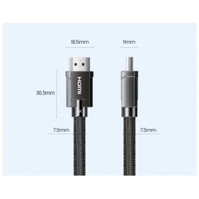 Кабель мультимедийный HDMI to HDMI 2.0m 8K Round with Braided HD135 (Gray) Ugreen (70321)