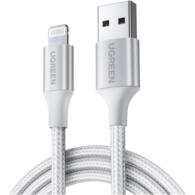 Дата кабель USB 2.0 AM to Lightning 2.0m US199 2.4A Silver Ugreen (60163)