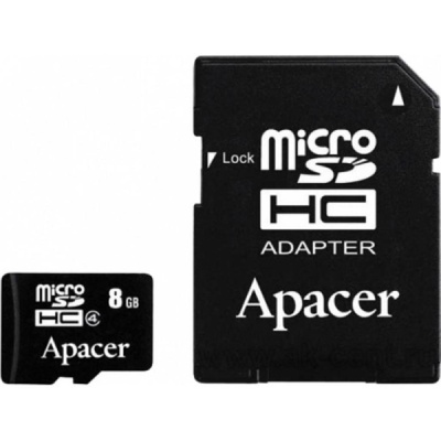 Карта памяти Apacer 8GB microSDHC Class4 w/ 1 Adapter RP (AP8GMCSH4-R)